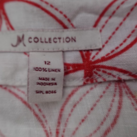 JM Collection Jacket Womens 12 Linen Button Up Geometric Lightweight Spring Blaz - Picture 9 of 13